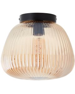 Brilliant Kaizen 96940/86 amber geribbeld glazen plafondlamp