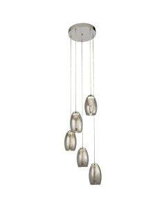 Searchlight Cyclone 97291-5SM rookglazen hanglamp