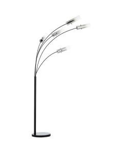 Brilliant Glasini 99208/06 zwart met rookglazen vloerlamp