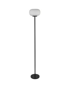Searchlight Lumina EU10274-1BK zwarte vloerlamp met opaal geribbeld glas