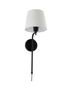 Searchlight Munich EU12081-1BK zwarte wandlamp met linnen kap