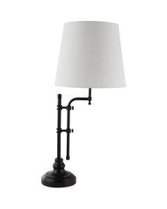 Searchlight Munich EU12082-1BK zwarte tafellamp met linnen kap