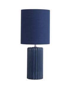 Searchlight Groove EU22353AZ blauwe tafellamp van keramiek en textiel