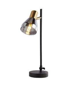 Searchlight Westminster EU23802-1SM zwarte met messing tafellamp met rookglas
