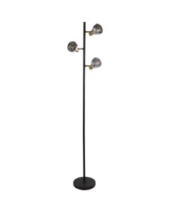 Searchlight Westminster EU23803-3SM zwarte vloerlamp met verchroomd glas