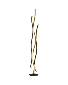 Searchlight Bloom EU32102-1BK zwart met houtkleurige vloerlamp