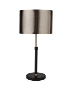 Searchlight Rachel EU3877BK zwarte tafellamp met staal kleurige kap