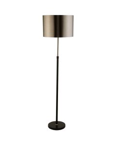 Searchlight Rachel EU3879BK zwarte vloerlamp met staal kleurige kap