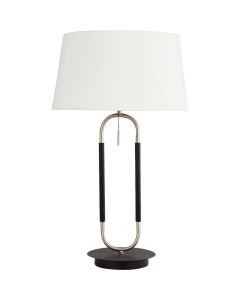 Searchlight Jazz EU41431SS zwart witte tafellamp met trekschakelaar