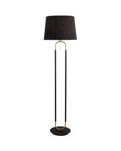 Searchlight Jazz EU41432SB zwarte vloerlamp met zwart fluwelen kap