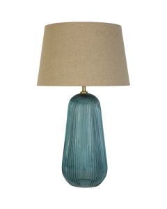 Searchlight Cameo EU44652AZ blauwe tafellamp met linnen kap