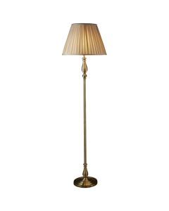 Searchlight Flemish EU5029AB antiek bronzen vloerlamp met grijs textiel