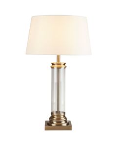 Searchlight Pedestal EU5141AB glazen tafellamp met creme kap