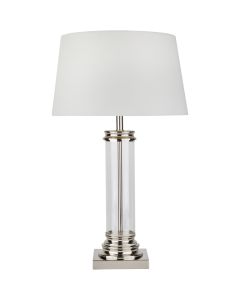 Searchlight Pedestal EU5141SS glazen tafellamp met creme kap