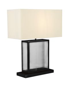 Searchlight Clarendon EU54210BK zwarte tafellamp met glas en fluwelen kap