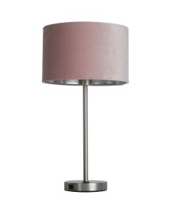 Searchlight Finn EU58911PI roze fluwelen tafellamp met USB