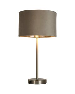 Searchlight Finn USB EU58911TA tafellamp met USB en taupe fluwelen kap