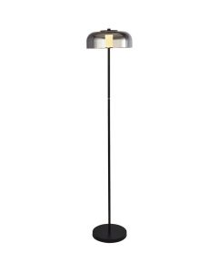 Searchlight Frisbee EU59802-1SM zwarte vloerlamp met rookglas