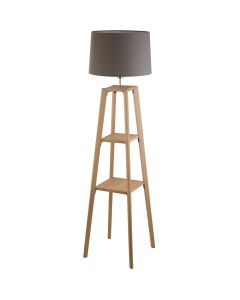 Searchlight Shelf EU60075 houten vloerlamp met grijze kap