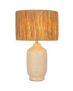 Searchlight Divine EU60246CR creme tafellamp met raffia kap
