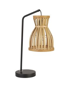Searchlight Malaga EU60256 zwarte tafellamp met bamboe kap