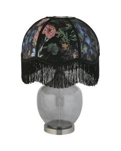 Searchlight Regina EU60876 rookglazen tafellamp met bloemenmotief kap