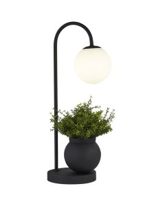 Searchlight Lunar EU61221BK zwarte tafellamp met plantenbakje
