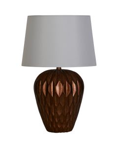 Searchlight Rosetta EU61420BZ tafellamp van brons resin en wit linnen
