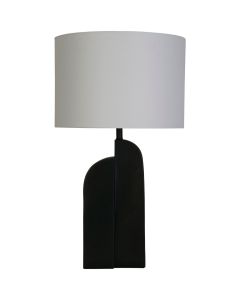 Searchlight Perth EU61650BK zwarte tafellamp met wit linnen kap
