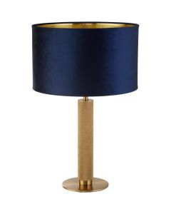 Searchlight London EU65721AZ messing tafellamp met marineblauwe kap