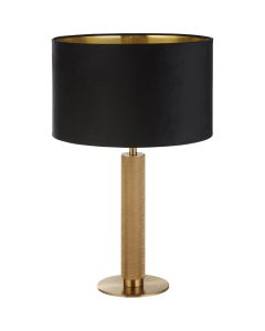 Searchlight London EU65721BK geribbeld messing tafellamp met fluwelen kap