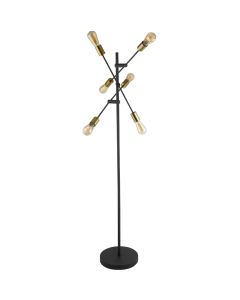 Searchlight Armstrong EU8076-6BK zwart met messing vloerlamp