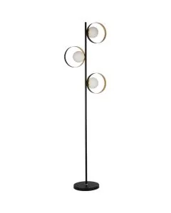 Searchlight Orbital EU8143BGO zwart met goudkleurige vloerlamp en opaal glas