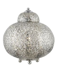 Searchlight Fretwork EU8221-1SS zilverkleurige tafellamp
