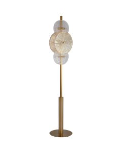 Searchlight Wagon Wheel EU88212-6BZ messing vloerlamp met glas
