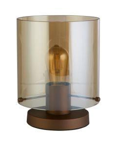 Searchlight Zweden EU88913-1MO mokka tafellamp met amber glas