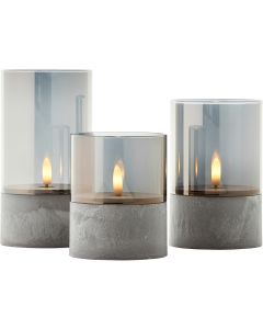 Theelichten 3st Bougie rookglas 15cm