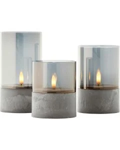 Theelichten 3st Bougie rookglas 15cm
