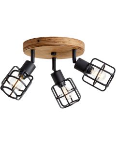 Brilliant Gwen 99760/66 zwart stalen spot met hout