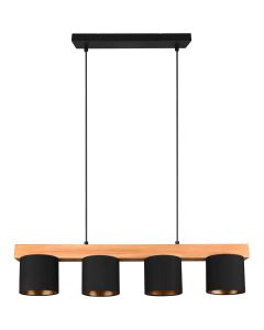 Trio Cameron R30654002 houten hanglamp met zwarte kapjes