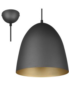 Trio Tilda R30661080 mat zwarte hanglamp met goud kleur