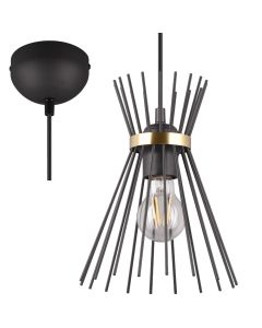 Trio Rod R31531080 zwart met goud kleurige hanglamp