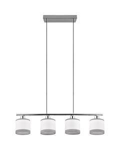 Trio Davos R31554006 chromen hanglamp met witte kapjes van textiel