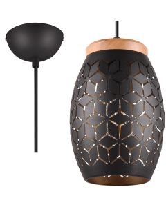 Trio Bidar R31571080 zwart met goud kleurige hanglamp