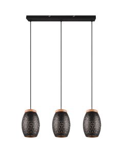 Trio Bidar R31573080 zwart met goud kleurige hanglamp