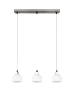 Reality Molly R31863007 staal kleurige hanglamp met wit glazen kapjes