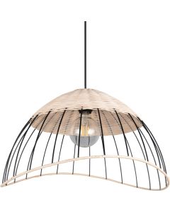 Casalum Sandrine R36211032 zwarte hanglamp met rotan