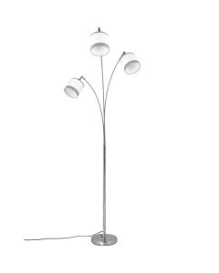 Trio Davos R41553006 chromen vloerlamp met witte kapjes van textiel