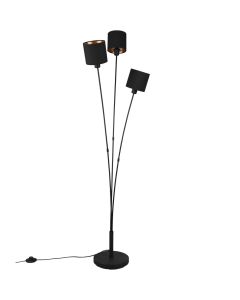 Trio Tommy R46333901 vloerlamp met zwarte kapjes van textiel