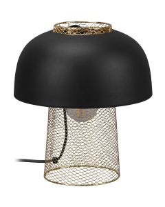 Trio Punch R50811032 mat zwart tafellamp met goud kleurige voet